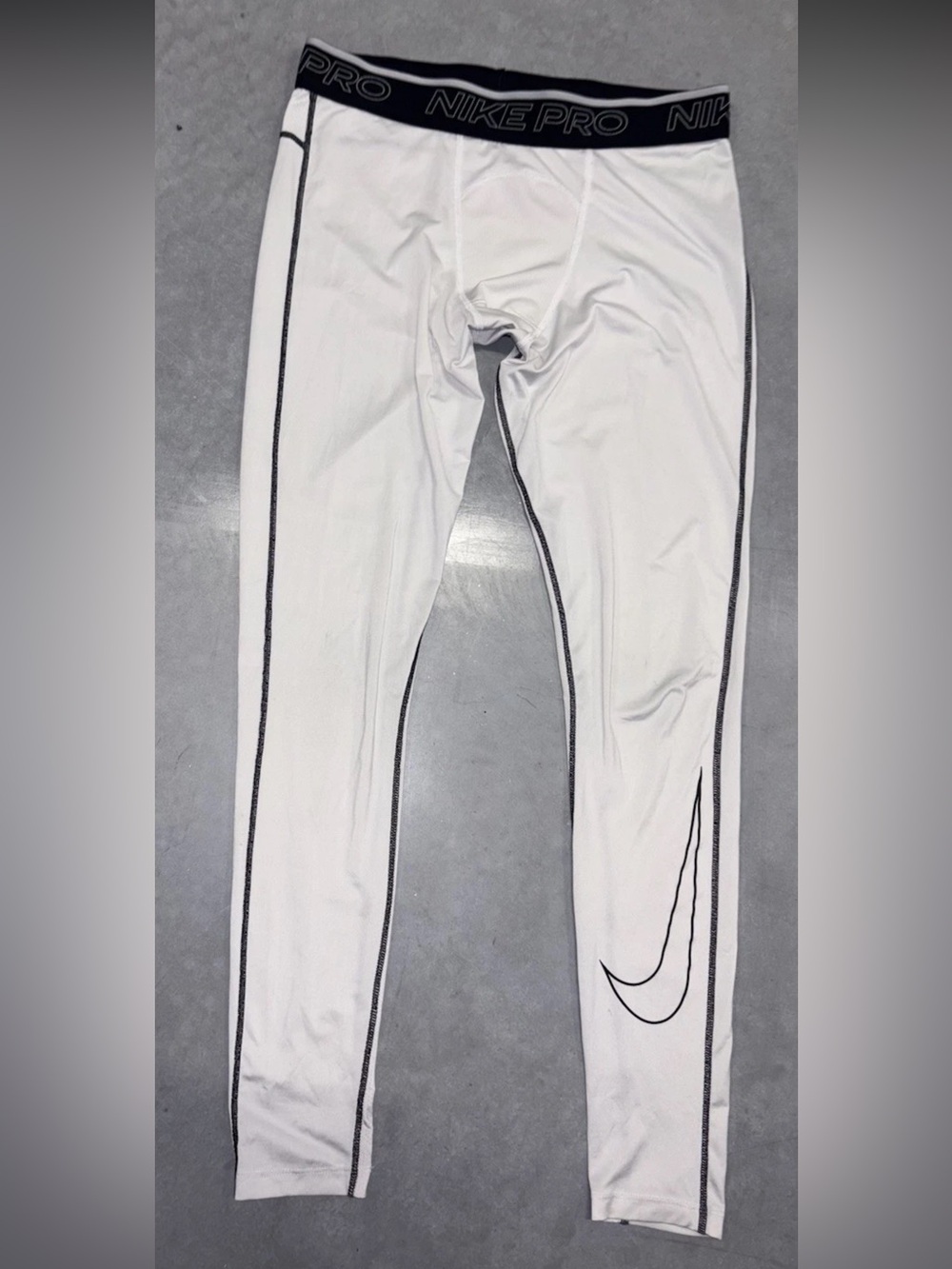 Nike Pro Dri-Fit Compression Tights Mens SZ.L White Athletic Training Pants